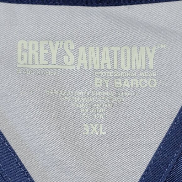 Grey's Anatomy Unisex Navy Scrub Set - Size (Top) 3XL (Pants) 4XL - Picture 6 of 10